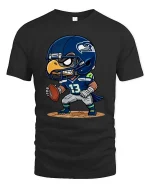 Cartoon Football Hawk T-Shirt Cute Sports Fan Game Day Style - black t-shirt on white background