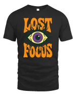 Lost Focus Eye T-Shirt Retro Psychedelic Graphic Style Tee - black t-shirt on white background