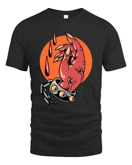 Dark Gothic Hand T-Shirt Edgy Horror Aesthetic Graphic Style - black t-shirt on white background