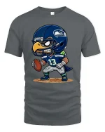 Cartoon Football Hawk T-Shirt Cute Sports Fan Game Day Style - gray t-shirt on white background