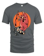 Dark Gothic Hand T-Shirt Edgy Horror Aesthetic Graphic Style - gray t-shirt on white background