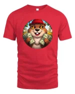 Funny Money Beaver T-Shirt Cute Rich Animal Graphic Style - red t-shirt on white background