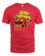 Funny Pineapple Bucket Hat Skull T-Shirt Cool Summer Vibes - red t-shirt on white background