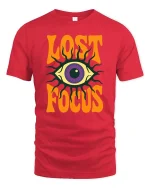 Lost Focus Eye T-Shirt Retro Psychedelic Graphic Style Tee - red t-shirt on white background