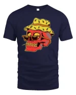 Funny Pineapple Bucket Hat Skull T-Shirt Cool Summer Vibes - navy t-shirt on white background