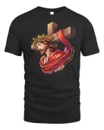 Jesus Christ Cross Christian Faith Graphic T-Shirt Design - black t-shirt on white background