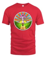 Psychedelic Mushroom Eye Surreal Graphic T-Shirt Design - red t-shirt on white background