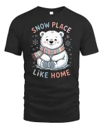Cute Polar Bear Snow Place Like Home Winter T Shirt - black t-shirt on white background