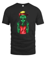 Funny Alien Street Style Graphic Cool Attitude T Shirt - black t-shirt on white background