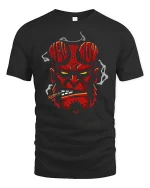 Hellboy Demon Skull Smoking Cigar Dark Graphic T Shirt - black t-shirt on white background