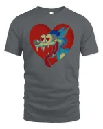 Funny Love Struck Wolf Cartoon Heart Eyes Wild T Shirt - gray t-shirt on white background