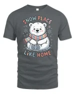 Cute Polar Bear Snow Place Like Home Winter T Shirt - gray t-shirt on white background