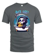 Funny Grim Reaper Bath Duck Off Humor Graphic T Shirt - gray t-shirt on white background