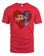 Funny Love Struck Wolf Cartoon Heart Eyes Wild T Shirt - red t-shirt on white background