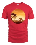 African Elephant Sunset Safari Nature Wildlife Graphic T Shirt - red t-shirt on white background