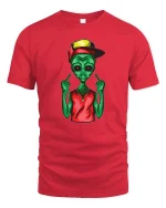 Funny Alien Street Style Graphic Cool Attitude T Shirt - red t-shirt on white background