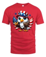 Cute American Eagle Patriotic Cartoon USA Flag T Shirt - red t-shirt on white background