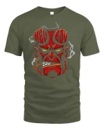 Hellboy Demon Skull Smoking Cigar Dark Graphic T Shirt - military green t-shirt on white background