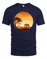 African Elephant Sunset Safari Nature Wildlife Graphic T Shirt - navy t-shirt on white background