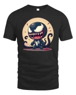 Cute Monster Symbiote Cartoon Villain Graphic T Shirt Tee - black t-shirt on white background