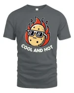 Cool And Hot Funny Potato Fire Graphic T Shirt Tee - gray t-shirt on white background