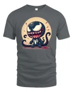 Cute Monster Symbiote Cartoon Villain Graphic T Shirt Tee - gray t-shirt on white background