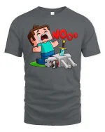 Funny Gamer Nooo Crying Pixel Hero Graphic T Shirt Tee - gray t-shirt on white background