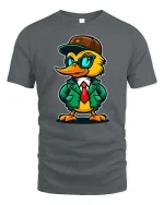 Cool Duck Streetwear Cartoon Graphic T Shirt Stylish Tee - gray t-shirt on white background