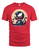 Cute Monster Symbiote Cartoon Villain Graphic T Shirt Tee - red t-shirt on white background