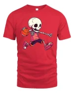 Funny Skeleton Basketball Player Graphic T Shirt Street - red t-shirt on white background
