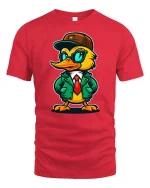 Cool Duck Streetwear Cartoon Graphic T Shirt Stylish Tee - red t-shirt on white background