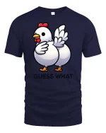 Funny Chicken Guess What Butt Joke Graphic T Shirt Tee - navy t-shirt on white background