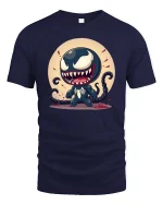 Cute Monster Symbiote Cartoon Villain Graphic T Shirt Tee - navy t-shirt on white background