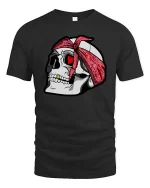 Skull Bandana Heart Eyes Tshirt Streetwear Graphic Tee - black t-shirt on white background