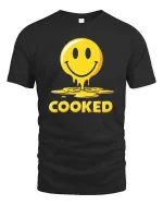 Funny Melted Smile Cooked Tshirt Drip Emoji Graphic Tee - black t-shirt on white background