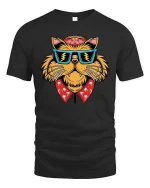 Cool Cat Sunglasses Bandana Tshirt Street Style Graphic Tee - black t-shirt on white background