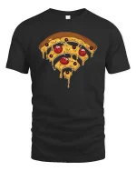 Funny Pizza Wifi Symbol Tshirt Melting Cheese Graphic Tee - black t-shirt on white background