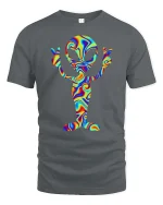 Psychedelic Alien Peace Sign Tshirt Trippy Space Graphic Tee - gray t-shirt on white background