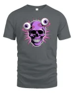 Psychedelic Skull Floating Eyes Tshirt Trippy Graphic Tee - gray t-shirt on white background