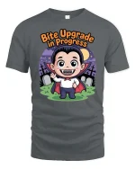 Funny Bite Upgrade in Progress Vampire Tshirt Tee - gray t-shirt on white background