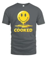 Funny Melted Smile Cooked Tshirt Drip Emoji Graphic Tee - gray t-shirt on white background