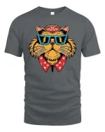 Cool Cat Sunglasses Bandana Tshirt Street Style Graphic Tee - gray t-shirt on white background