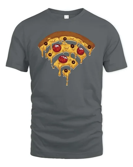 Funny Pizza Wifi Symbol Tshirt Melting Cheese Graphic Tee - gray t-shirt on white background