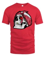Skull Bandana Heart Eyes Tshirt Streetwear Graphic Tee - red t-shirt on white background