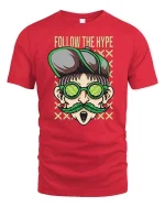 Follow The Hype Cool Dude Glasses Tshirt Streetwear Graphic - red t-shirt on white background