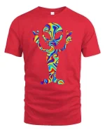 Psychedelic Alien Peace Sign Tshirt Trippy Space Graphic Tee - red t-shirt on white background