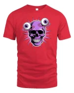 Psychedelic Skull Floating Eyes Tshirt Trippy Graphic Tee - red t-shirt on white background