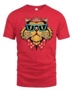 Cool Cat Sunglasses Bandana Tshirt Street Style Graphic Tee - red t-shirt on white background