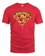 Funny Pizza Wifi Symbol Tshirt Melting Cheese Graphic Tee - red t-shirt on white background