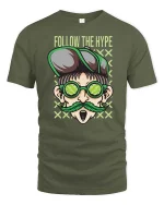 Follow The Hype Cool Dude Glasses Tshirt Streetwear Graphic - military green t-shirt on white background